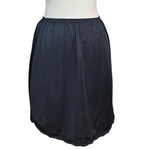 Vintage 90's minimalist Small Black Short Slip Skirt Lace Trim - 90's goth